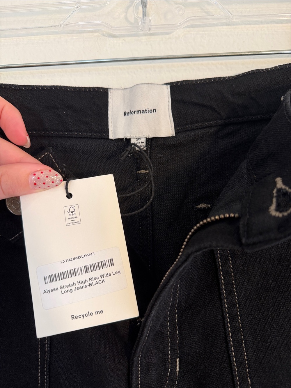 Reformation Alyssa Stretch High Rise Wide Leg Jeans - Black - Picture 4 of 9